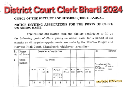 District Court Clerk Bharti 2024