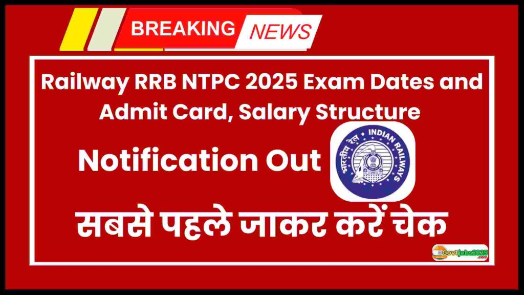 Railway RRB NTPC 2025 Exam Dates and Admit Card, Salary Structure