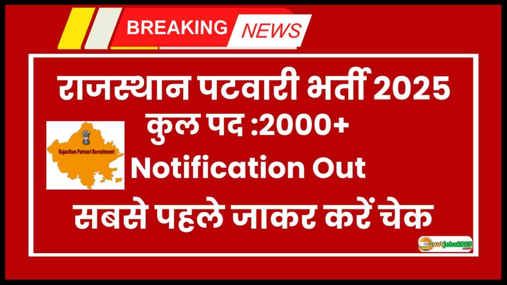 RSMSSB Rajasthan Patwari Vacancy 2025